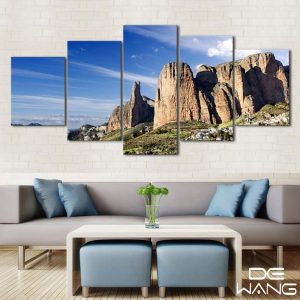 Mountains And Cliffs - Nature 5 Panel Canvas Art Wall Decor