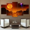 Mountains With Fire Space - Nature 5 Panel Canvas Art Wall Decor