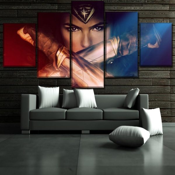 Movie Wonder Woman Poster DC - 5 Panel Canvas Art Wall Decor