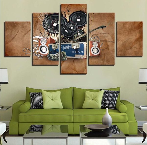 Music Instruments 16 - Music 5 Panel Canvas Art Wall Decor