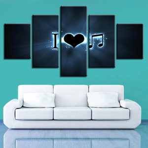 Music Notes 1 - Music 5 Panel Canvas Art Wall Decor