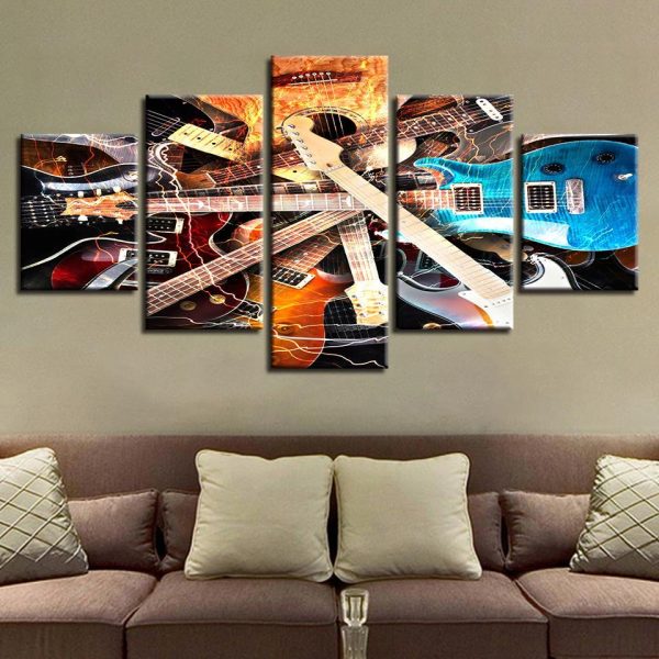 Musical Instruments Guitar - Music 5 Panel Canvas Art Wall Decor