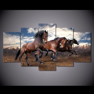 Mustangs Horse - Animal 5 Panel Canvas Art Wall Decor