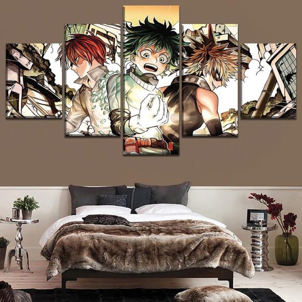 My Hero Academia Midoriya Izuku Todoroki Shoto Bakugo Katsuki 1 Anime - 5 Panel Canvas Art Wall Decor