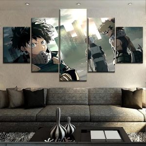 My Hero Academia Midoriya Izuku Todoroki Shoto Bakugo Katsuki Anime - 5 Panel Canvas Art Wall Decor