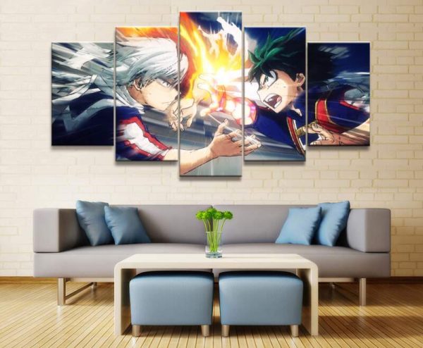 My Hero Academia Todoroki And Midoriya 1 Anime - 5 Panel Canvas Art Wall Decor