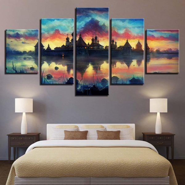 Mysterious castle - Nature 5 Panel Canvas Art Wall Decor