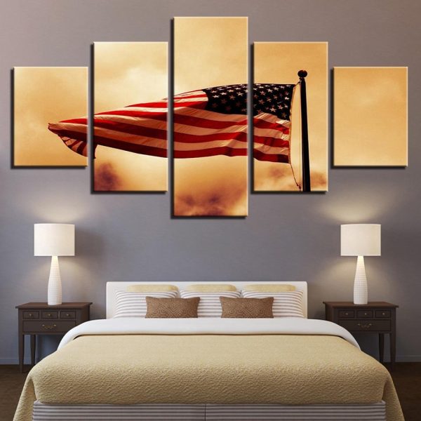 National Flag 10 - Abstract 5 Panel Canvas Art Wall Decor