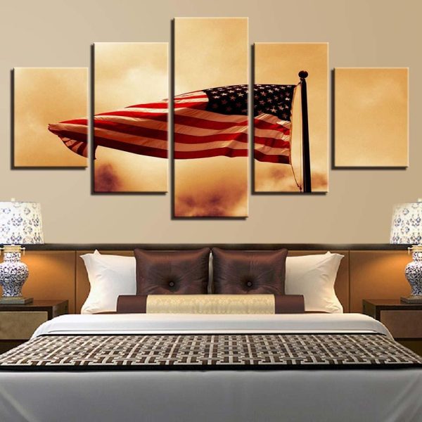 National Flag 26 - Abstract 5 Panel Canvas Art Wall Decor