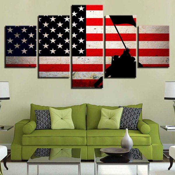 National Flag 27 - Abstract 5 Panel Canvas Art Wall Decor