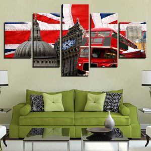 National Flag 3 - Abstract 5 Panel Canvas Art Wall Decor