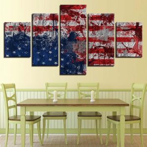 National Flag 4 - Abstract 5 Panel Canvas Art Wall Decor