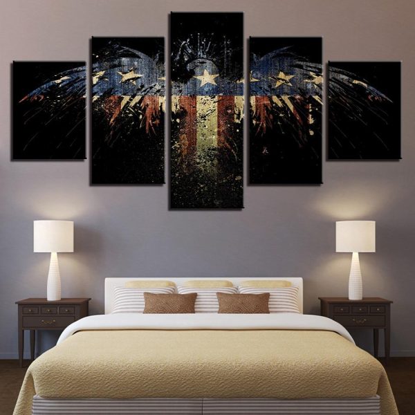 National Flag Eagle 10 - Abstract 5 Panel Canvas Art Wall Decor