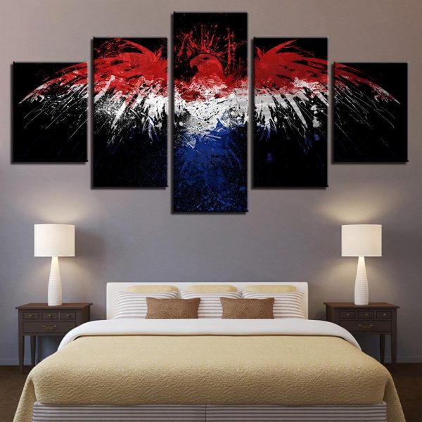 National Flag Eagle 5 - Abstract 5 Panel Canvas Art Wall Decor