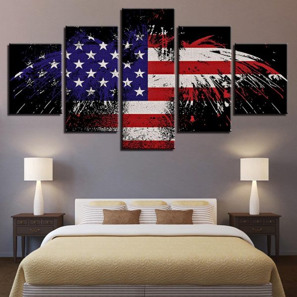 National Flag Eagle 8 - Abstract 5 Panel Canvas Art Wall Decor