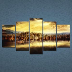 Natural Lake - Nature 5 Panel Canvas Art Wall Decor