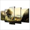 Natural Paradise Mountains Sun Shine 10 - Nature 5 Panel Canvas Art Wall Decor