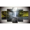 Natural Waterfall Water - Nature 5 Panel Canvas Art Wall Decor