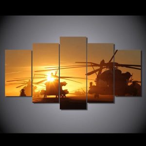 Navy Helicopters - Aircraft 5 Panel Canvas Art Wall Decor