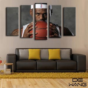 Nba Art Lebron James - Famous Person 5 Panel Canvas Art Wall Decor