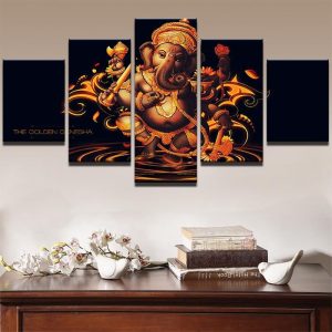 Ndia Tibetan Buddhism Ganesha - Religion 5 Panel Canvas Art Wall Decor