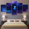 Nebula Christ Cross Believe Faith - Religion 5 Panel Canvas Art Wall Decor