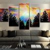 Nebula Forest - Nature 5 Panel Canvas Art Wall Decor