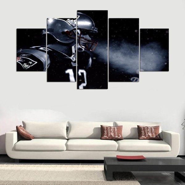 New England Patriot Footballer Tom Brady - 5 Panel Canvas Art Wall Decor