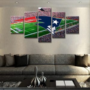 New England Patriots Logo Stadium Football - 5 Panel Canvas Art Wall Decor