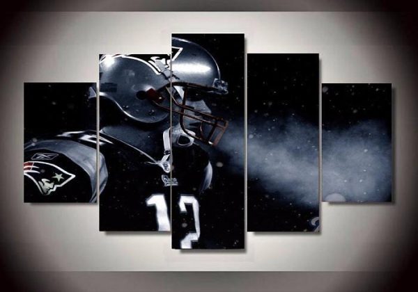 New England Patriots Quarterback Tom Brady - Famous Person 5 Panel Canvas Art Wall Decor