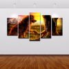 New Fantasy And The Wolf - Animal 5 Panel Canvas Art Wall Decor