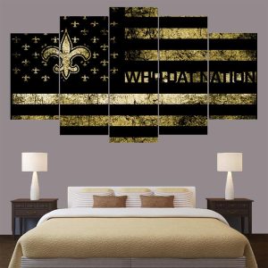 New Orleans Saints Football American Flag Sport - 5 Panel Canvas Art Wall Decor