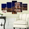 New York Bridge And Lake - Nature 5 Panel Canvas Art Wall Decor