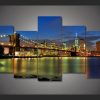 New York City Bridge 10- Nature 5 Panel Canvas Art Wall Decor