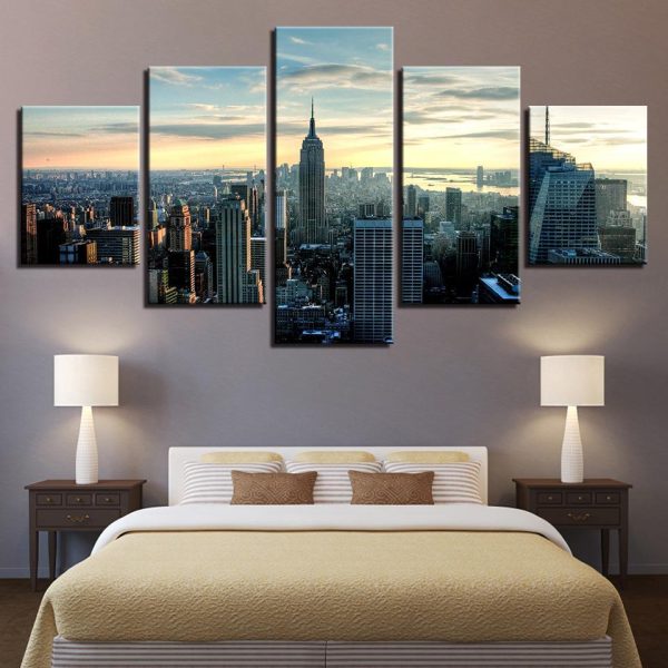 New York City Building Pictures - Nature 5 Panel Canvas Art Wall Decor