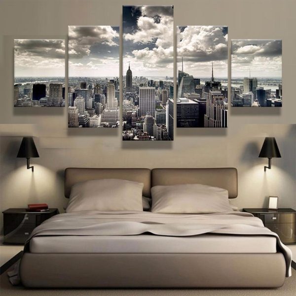 New York City Building - Nature 5 Panel Canvas Art Wall Decor