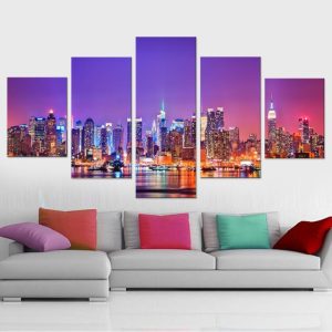 New York City View - Nature 5 Panel Canvas Art Wall Decor