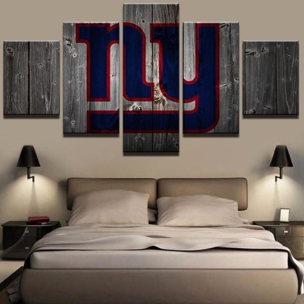 New York Giants Football Barnwood Sport - 5 Panel Canvas Art Wall Decor