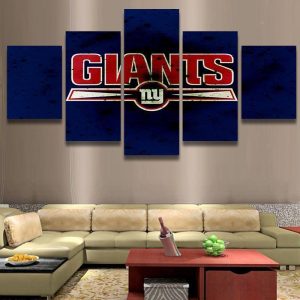 New York Giants Team Logo Football - 5 Panel Canvas Art Wall Decor