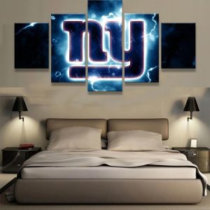 New York Giants Thunder Football - 5 Panel Canvas Art Wall Decor