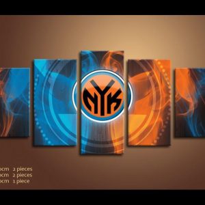 New York Knicks Basketball Logo Basketball - 5 Panel Canvas Art Wall Decor