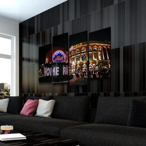 New York Mets Stadium Baseball 4 Pieces - 4 Panel Canvas Art Wall Decor