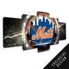 New York Mets Thunderbolt - Sport 5 Panel Canvas Art Wall Decor