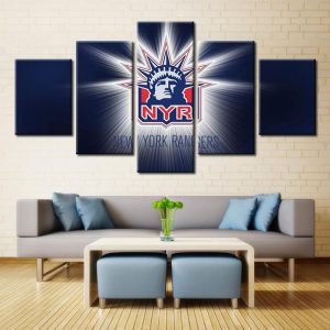 New York Rangers Nhl Team Liberty Head - Sport 5 Panel Canvas Art Wall Decor