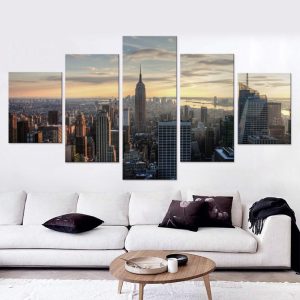 New York Top View - Nature 5 Panel Canvas Art Wall Decor