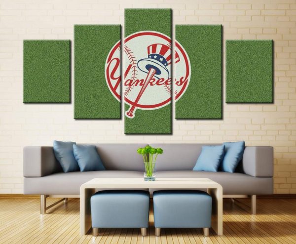 New York Yankees Sports Team Green - Sport 5 Panel Canvas Art Wall Decor