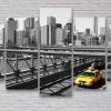 New York Yellow Taxi Cab - Automative 5 Panel Canvas Art Wall Decor