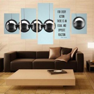 Newton’S Third Law - Abstract 5 Panel Canvas Art Wall Decor