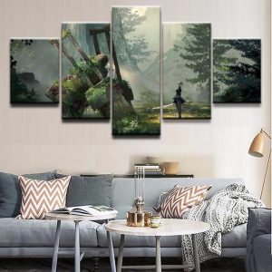 NieR Automata YoRHa 2B In The Forest Gaming - 5 Panel Canvas Art Wall Decor