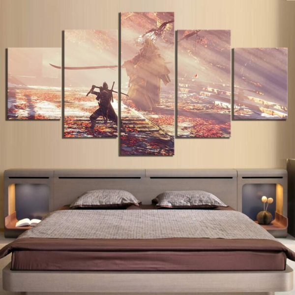 Ninja Wolf Sekiro Shadows Die Twice Gaming - 5 Panel Canvas Art Wall Decor